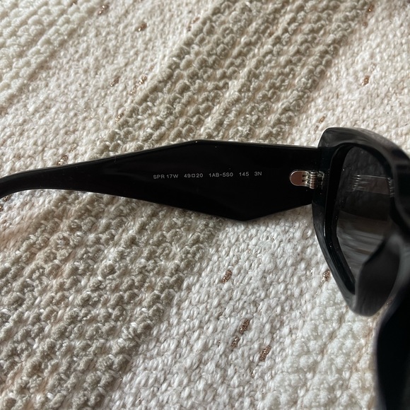 PRADA dark lens, triangle SPR 17W Black Unisex Sunglasses with box, case, & bag. - Picture 7 of 9
